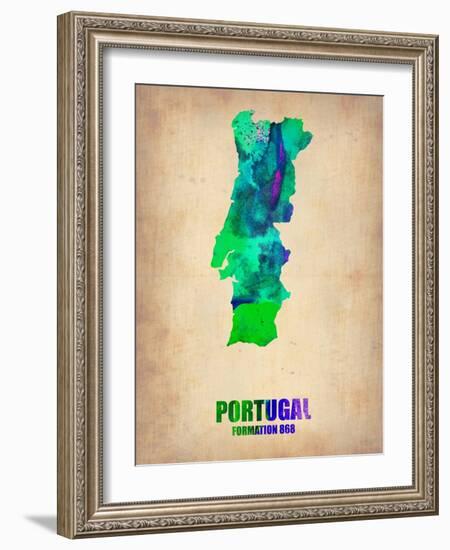 Portugal Watercolor Map-NaxArt-Framed Art Print