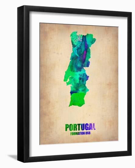 Portugal Watercolor Map-NaxArt-Framed Art Print