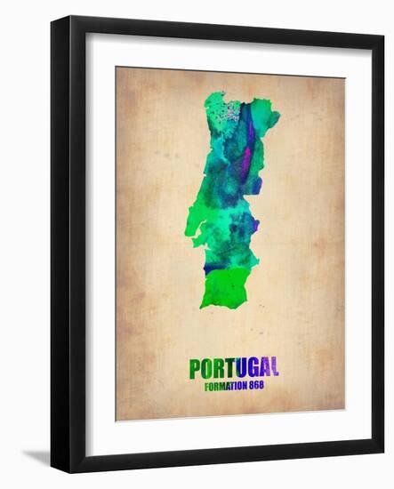 Portugal Watercolor Map-NaxArt-Framed Art Print