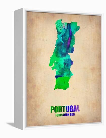 Portugal Watercolor Map-NaxArt-Framed Stretched Canvas