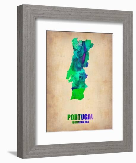 Portugal Watercolor Map-NaxArt-Framed Art Print