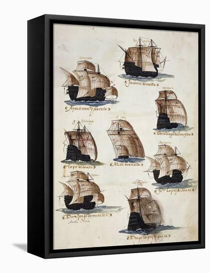 Portuguese Caravels from Memory of Armadas That from Portugal Passed to India-null-Framed Premier Image Canvas