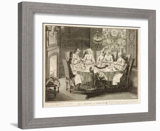 Portuguese Jews Celebrating the Feast of Passover, Illustration from 'Religious Ceremonies and…-Bernard Picart-Framed Giclee Print