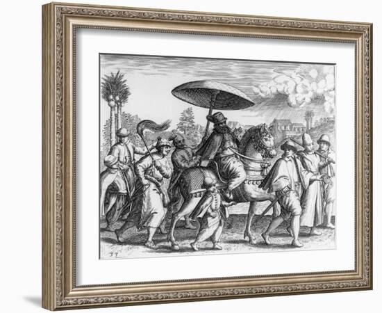 Portuguese Officials in India, 1599-Theodore de Bry-Framed Giclee Print