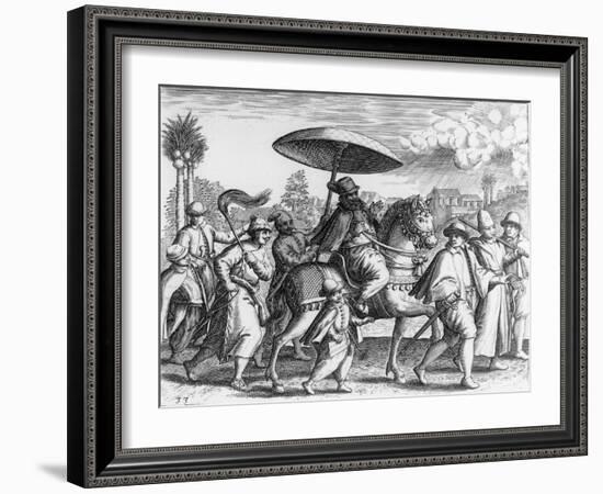 Portuguese Officials in India, 1599-Theodore de Bry-Framed Giclee Print