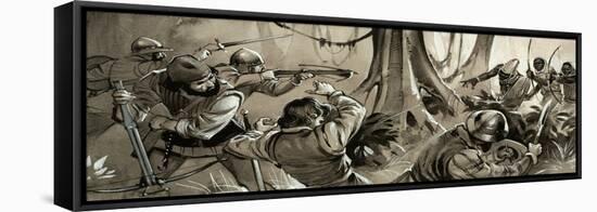 Portuguese Sailors Attacked by Hostile Tribes in North Africa-Angus Mcbride-Framed Premier Image Canvas