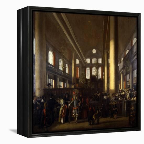 Portuguese Synagogue in Amsterdam, C.1680-Emanuel de Witte-Framed Premier Image Canvas