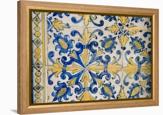 Portuguese Tiles, Jesuit Cathedral Basilica, Salvador, Bahia, Brazil,-Cindy Miller Hopkins-Framed Premier Image Canvas