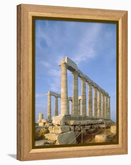 Poseidon Temple  in the evening light in  Sounion National Park, Attica, Greece-Rainer Hackenberg-Framed Premier Image Canvas