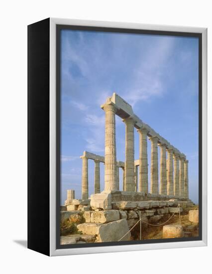 Poseidon Temple  in the evening light in  Sounion National Park, Attica, Greece-Rainer Hackenberg-Framed Premier Image Canvas