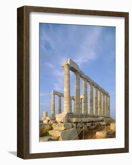 Poseidon Temple  in the evening light in  Sounion National Park, Attica, Greece-Rainer Hackenberg-Framed Photographic Print