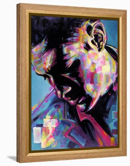 Poser-James Grey-Framed Stretched Canvas