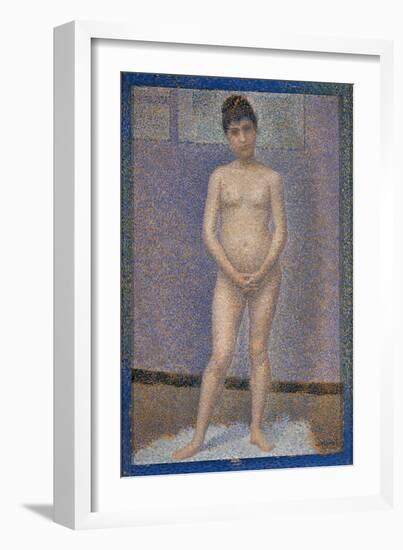 Poseuse de face-model, front view. Oil on canvas (1887) 25 x 16 cm R. F. 1947-13.-Georges Seurat-Framed Giclee Print