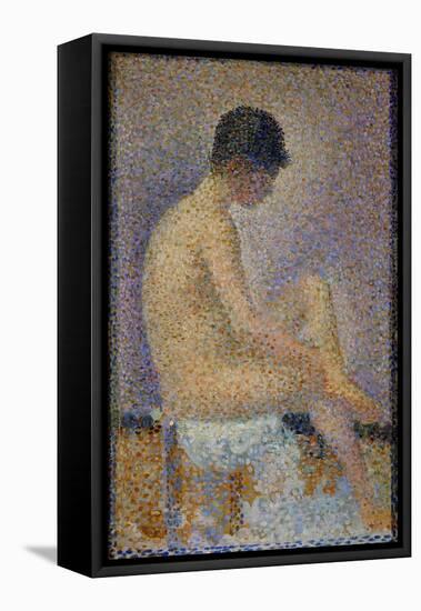 Poseuse de profil-Sitting model, profile, 1887 Sketch for " Les poseuses" -the models.-Georges Seurat-Framed Premier Image Canvas