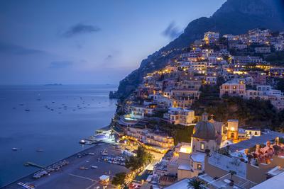 Positano And Beach At Dusk Amalfi Coast Costiera Amalfitana Unesco World Heritage Site Campani Photographic Print John Miller Art Com