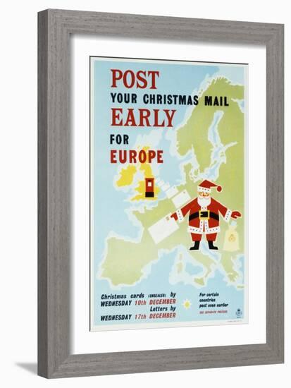 Post Your Christmas Mail Early for Europe-null-Framed Art Print