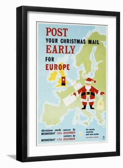 Post Your Christmas Mail Early for Europe-null-Framed Art Print