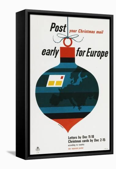 Post Your Christmas Mail Early for Europe-Tom Eckersley-Framed Stretched Canvas