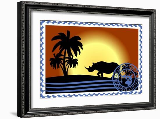 Postage Stamp. Savannah-GUARDING-OWO-Framed Art Print