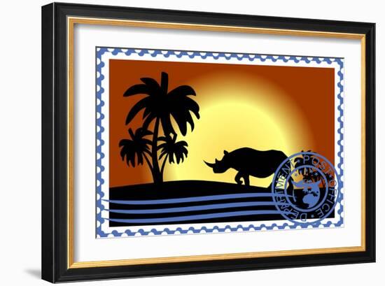 Postage Stamp. Savannah-GUARDING-OWO-Framed Art Print