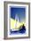 Postage Stamp. Yacht At Sea And The Lighthouse-GUARDING-OWO-Framed Art Print