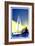 Postage Stamp. Yacht At Sea And The Lighthouse-GUARDING-OWO-Framed Art Print