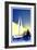 Postage Stamp. Yacht At Sea And The Lighthouse-GUARDING-OWO-Framed Art Print