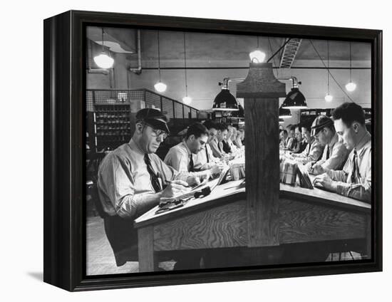 Postal Employees Checking Incorrectly Addressed Mail-Myron Davis-Framed Premier Image Canvas