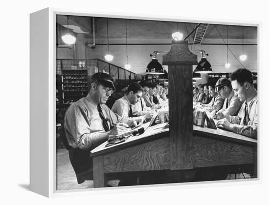 Postal Employees Checking Incorrectly Addressed Mail-Myron Davis-Framed Premier Image Canvas