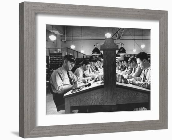 Postal Employees Checking Incorrectly Addressed Mail-Myron Davis-Framed Photographic Print