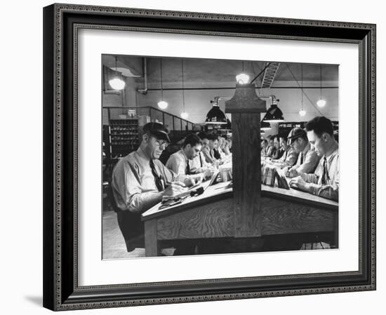 Postal Employees Checking Incorrectly Addressed Mail-Myron Davis-Framed Photographic Print