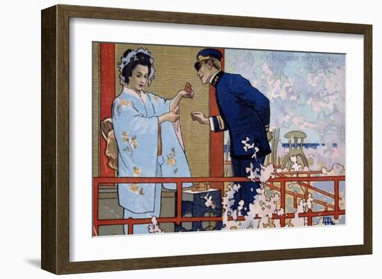 Postcard by Leopoldo Metlicovitz Created on Occasion of Premiere of Opera Madame Butterfly-Giacomo Puccini-Framed Giclee Print