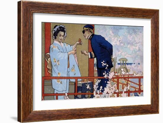 Postcard by Leopoldo Metlicovitz Created on Occasion of Premiere of Opera Madame Butterfly-Giacomo Puccini-Framed Giclee Print