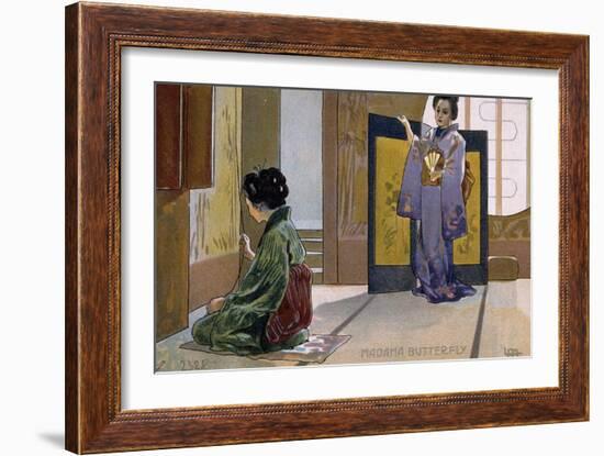 Postcard by Leopoldo Metlicovitz Created on Occasion of Premiere of Opera Madame Butterfly-Giacomo Puccini-Framed Giclee Print