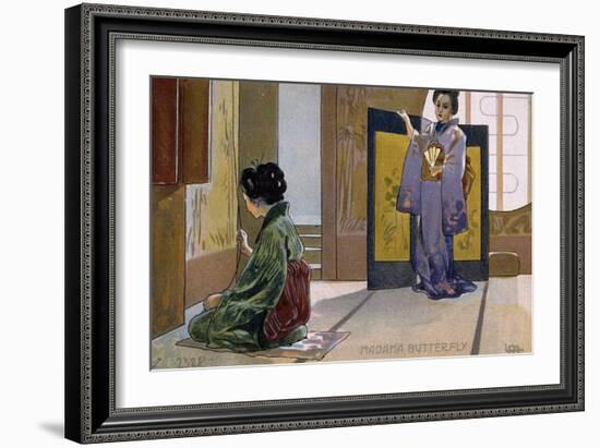 Postcard by Leopoldo Metlicovitz Created on Occasion of Premiere of Opera Madame Butterfly-Giacomo Puccini-Framed Giclee Print