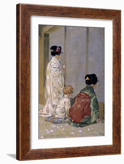 Postcard by Leopoldo Metlicovitz Created on Occasion of the Premiere of the Opera Madame Butterfly-Giacomo Puccini-Framed Giclee Print