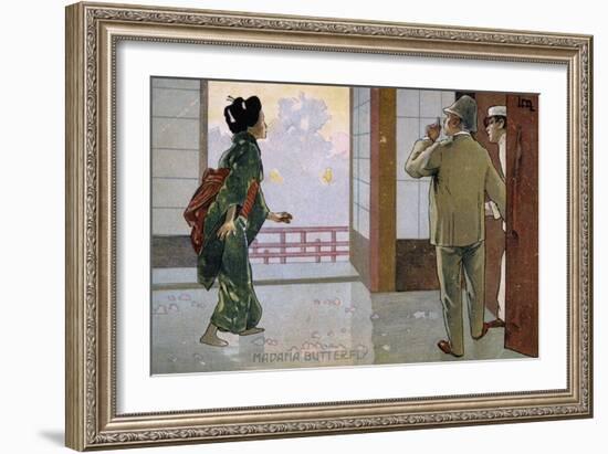 Postcard by Leopoldo Metlicovitz Created on Occasion of the Premiere of the Opera Madame Butterfly-Giacomo Puccini-Framed Giclee Print