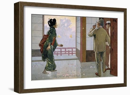 Postcard by Leopoldo Metlicovitz Created on Occasion of the Premiere of the Opera Madame Butterfly-Giacomo Puccini-Framed Giclee Print