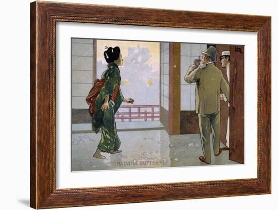 Postcard by Leopoldo Metlicovitz Created on Occasion of the Premiere of the Opera Madame Butterfly-Giacomo Puccini-Framed Giclee Print