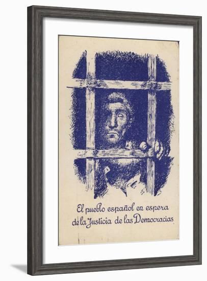 Postcard Campaigning for Justice and Democracy for the People of Spain under the Fascist Regime-null-Framed Giclee Print