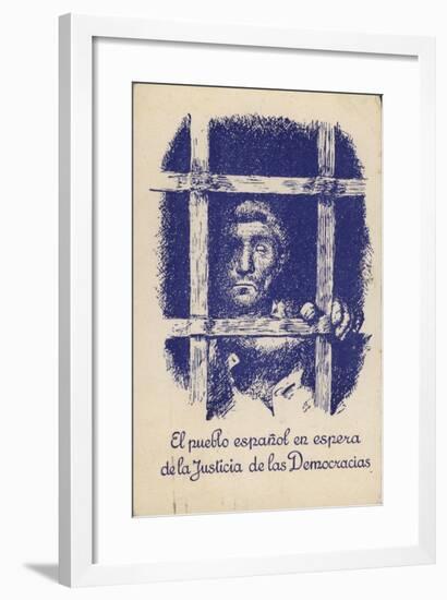 Postcard Campaigning for Justice and Democracy for the People of Spain under the Fascist Regime-null-Framed Giclee Print