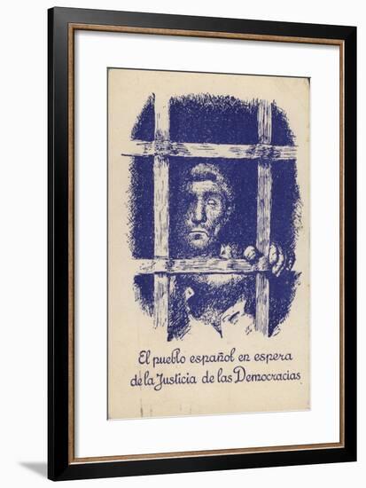 Postcard Campaigning for Justice and Democracy for the People of Spain under the Fascist Regime-null-Framed Giclee Print