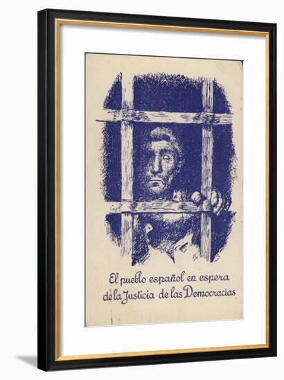 Postcard Campaigning for Justice and Democracy for the People of Spain under the Fascist Regime-null-Framed Giclee Print