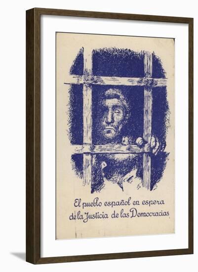 Postcard Campaigning for Justice and Democracy for the People of Spain under the Fascist Regime-null-Framed Giclee Print