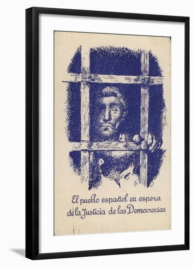 Postcard Campaigning for Justice and Democracy for the People of Spain under the Fascist Regime-null-Framed Giclee Print