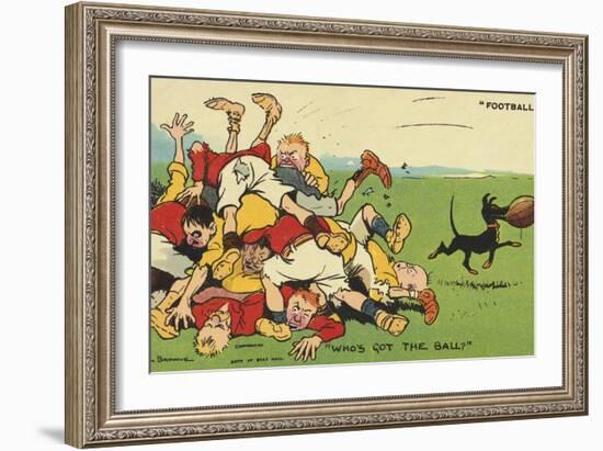 Postcard Cartoon of Rugby Match-Rykoff Collection-Framed Giclee Print