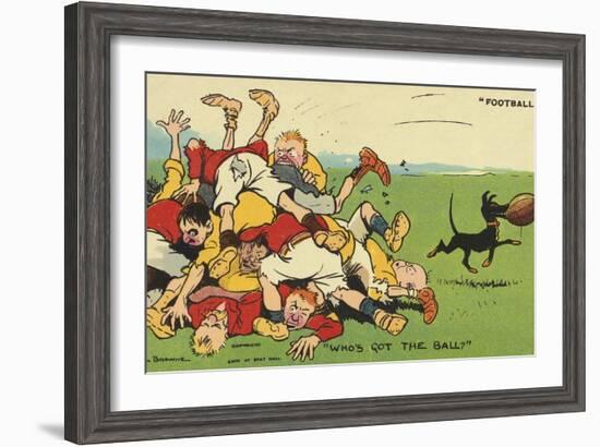 Postcard Cartoon of Rugby Match-Rykoff Collection-Framed Giclee Print