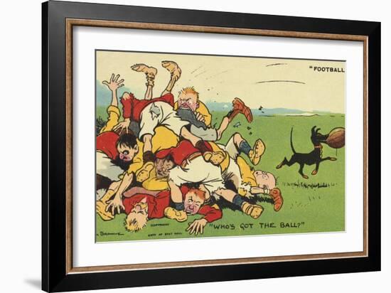 Postcard Cartoon of Rugby Match-Rykoff Collection-Framed Giclee Print