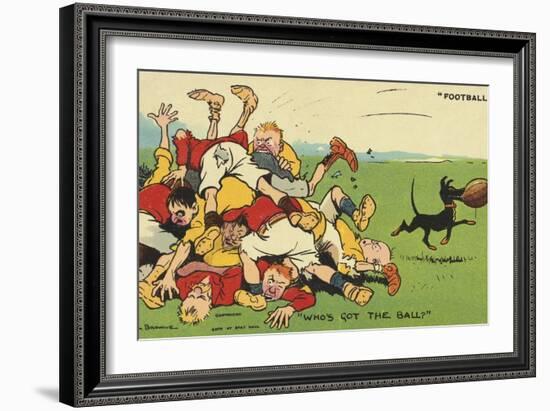 Postcard Cartoon of Rugby Match-Rykoff Collection-Framed Giclee Print