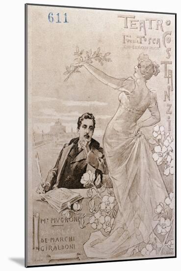 Postcard Created on Occasion of Premiere of Opera Tosca-Giacomo Puccini-Mounted Giclee Print